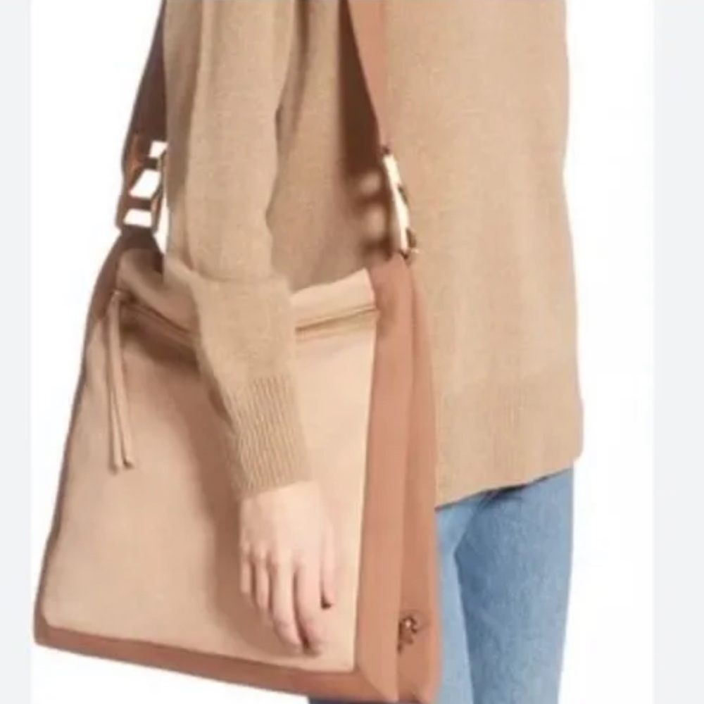 rag & bone Beige Canvas and Brown Leather Trim Hobo